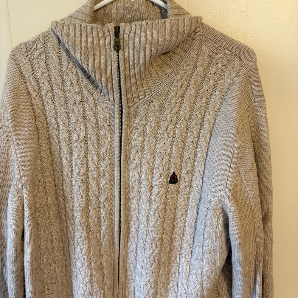 Men's Beige Cable Knit Sweater - Picture 5 of 5